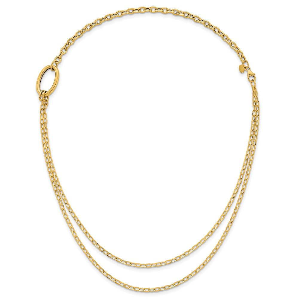 14k Polished Oval Double Strand Cable Chain 18in Necklace