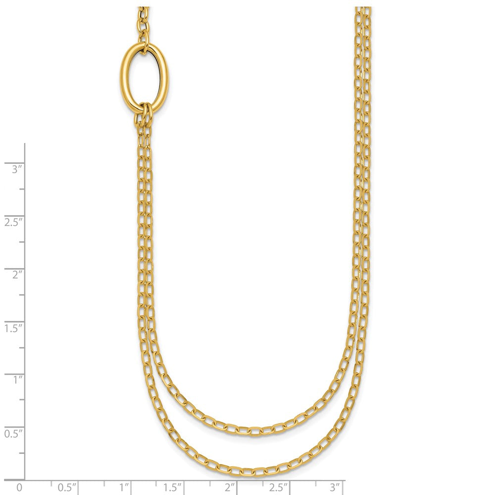 14k Polished Oval Double Strand Cable Chain 18in Necklace