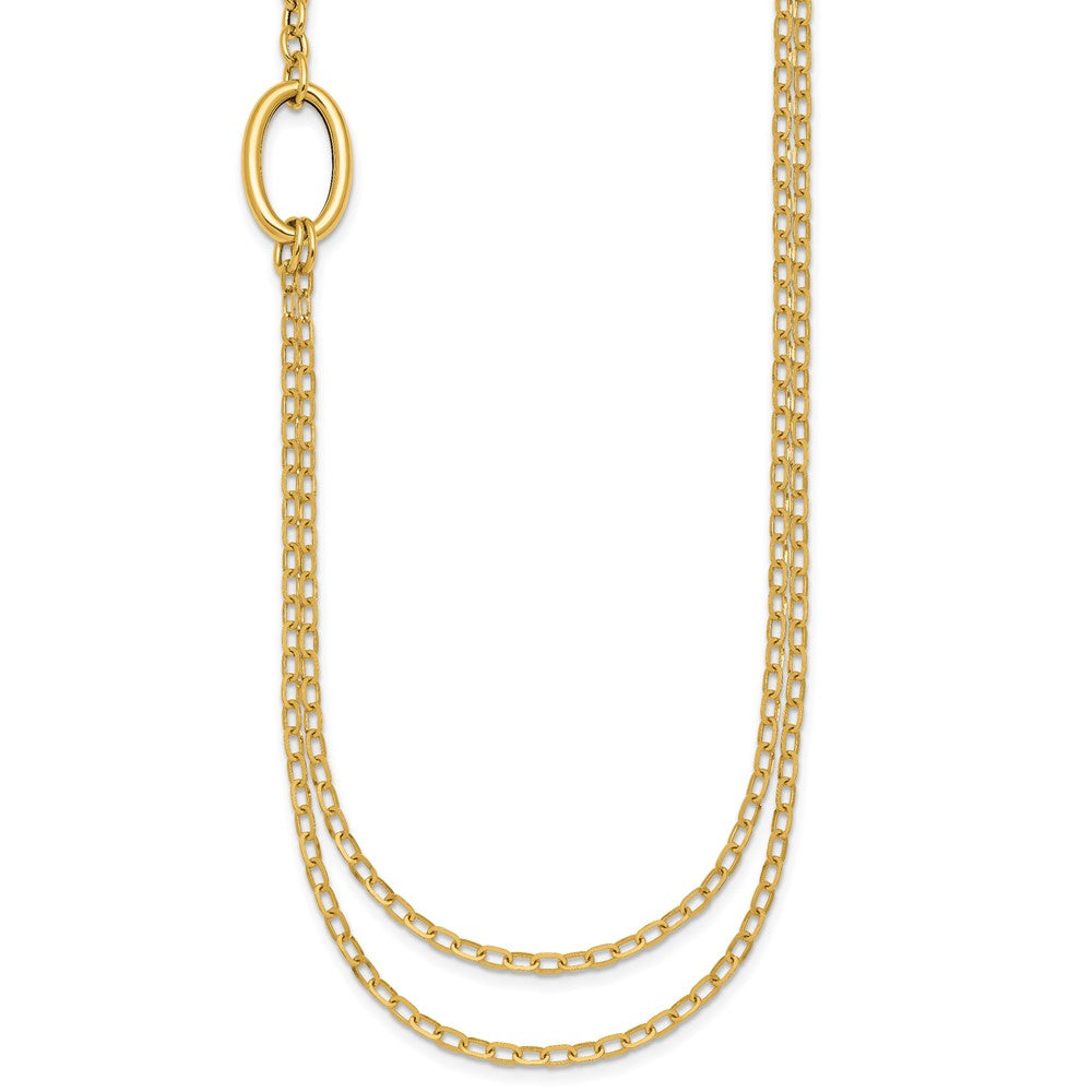 14k Polished Oval Double Strand Cable Chain 18in Necklace