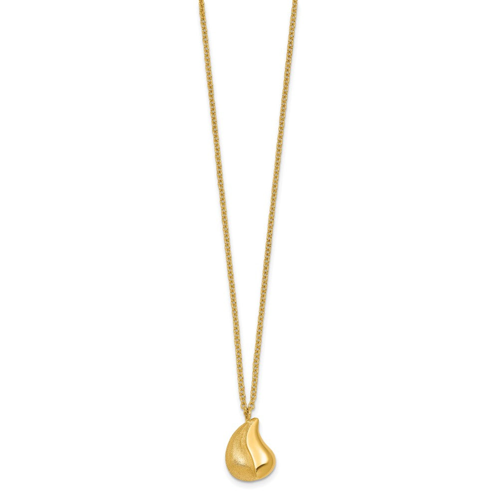 14k Polished And Brushed Curved Teardrop W/2in Ext Necklace