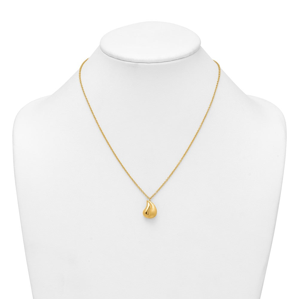 14k Polished And Brushed Curved Teardrop W/2in Ext Necklace