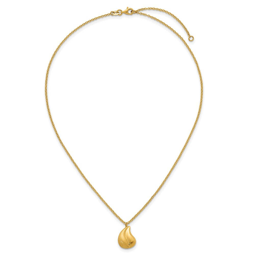 14k Polished And Brushed Curved Teardrop W/2in Ext Necklace