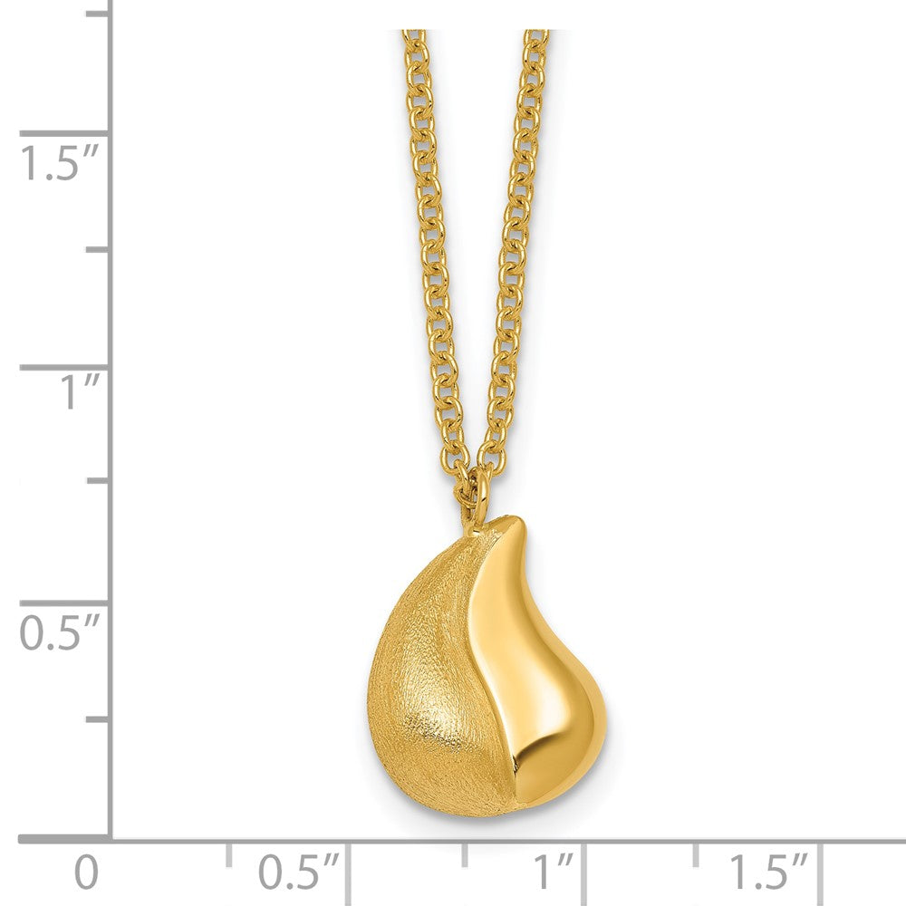 14k Polished And Brushed Curved Teardrop W/2in Ext Necklace