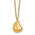 14k Polished And Brushed Curved Teardrop W/2in Ext Necklace