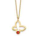 14k Polished Butterfly With Enamel Ladybug w/.75in Ext Children's Necklace