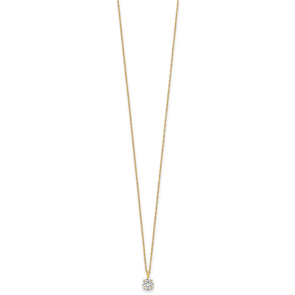 14k Polished 5mm CZ Solitaire 18in Necklace