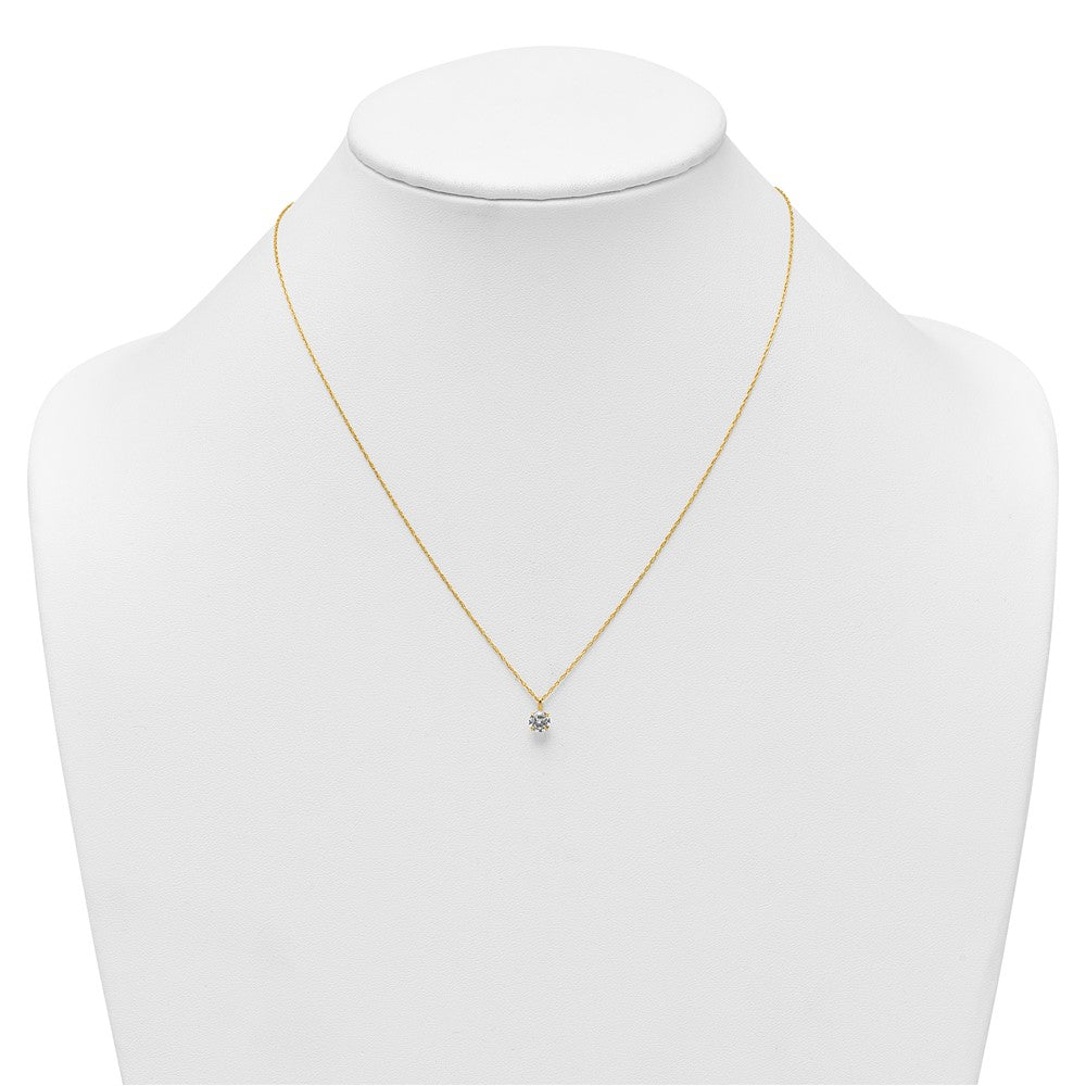 14k Polished 5mm CZ Solitaire 18in Necklace