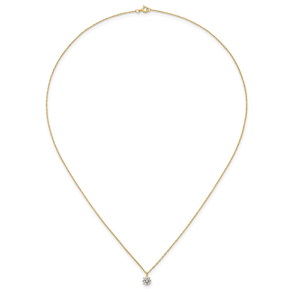 14k Polished 5mm CZ Solitaire 18in Necklace