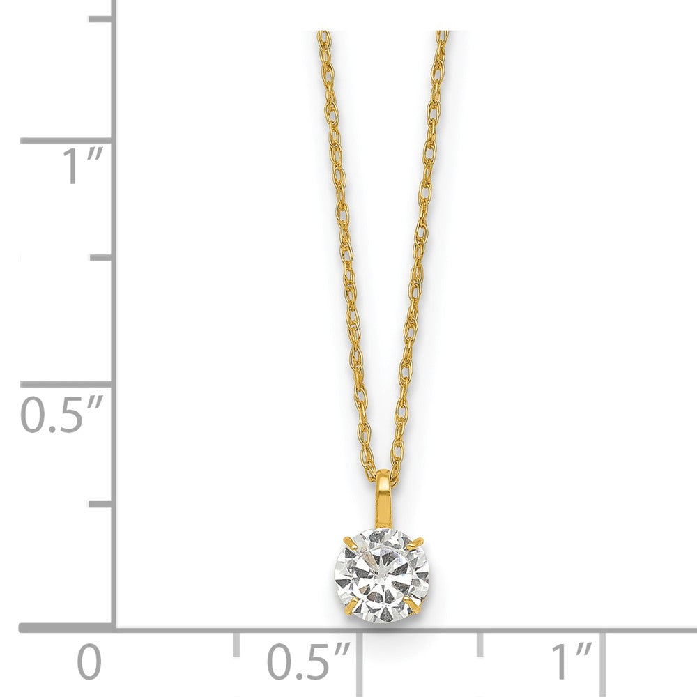 14k Polished 5mm CZ Solitaire 18in Necklace