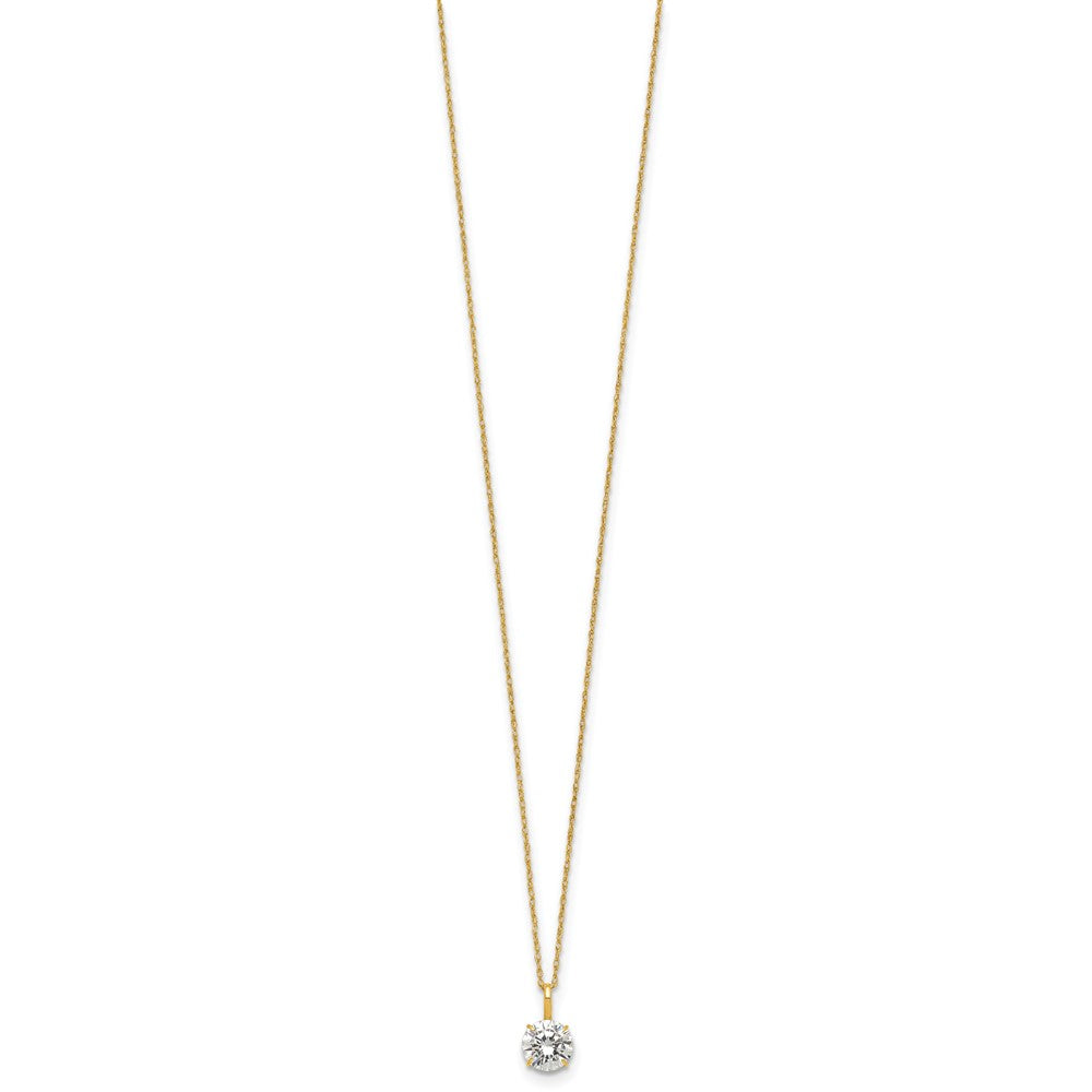 14k Polished 6mm CZ Solitaire 18in Necklace