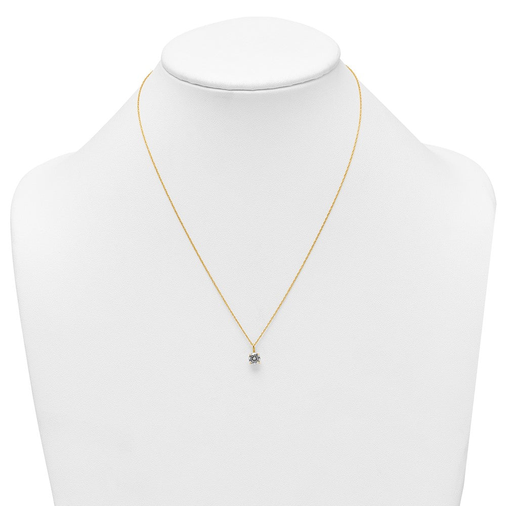14k Polished 6mm CZ Solitaire 18in Necklace
