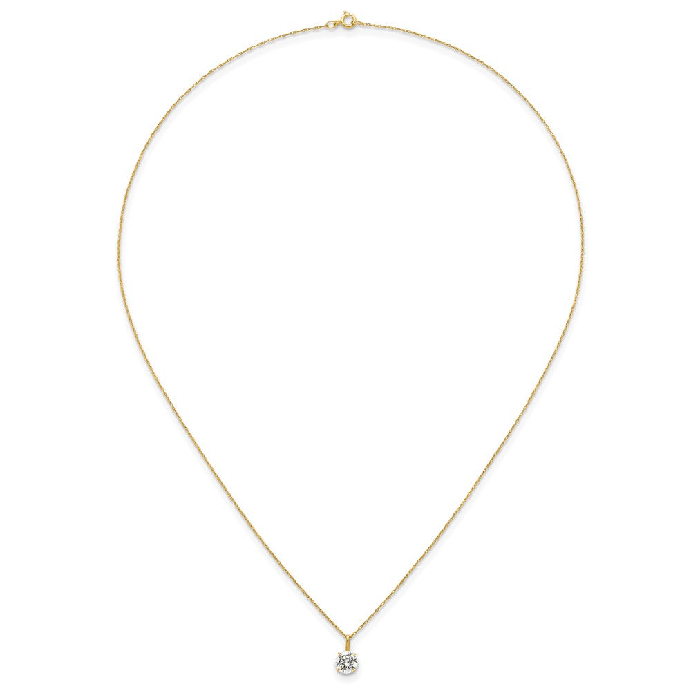 14k Polished 6mm CZ Solitaire 18in Necklace