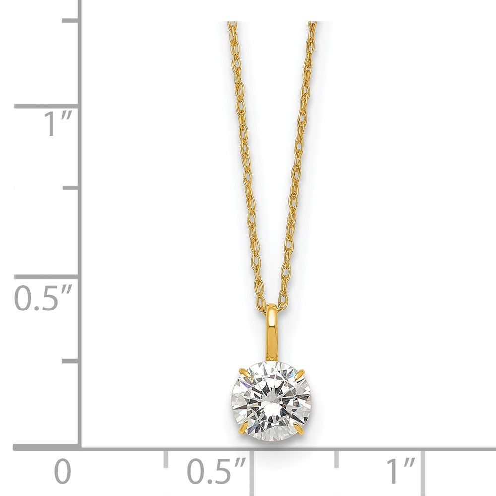 14k Polished 6mm CZ Solitaire 18in Necklace