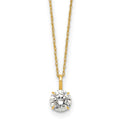 14k Polished 6mm CZ Solitaire 18in Necklace