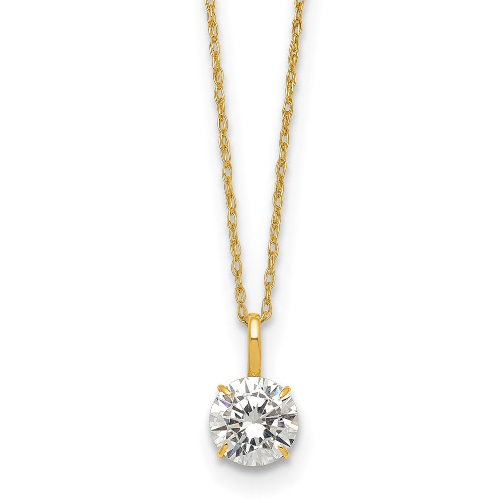 14k Polished 6mm CZ Solitaire 18in Necklace