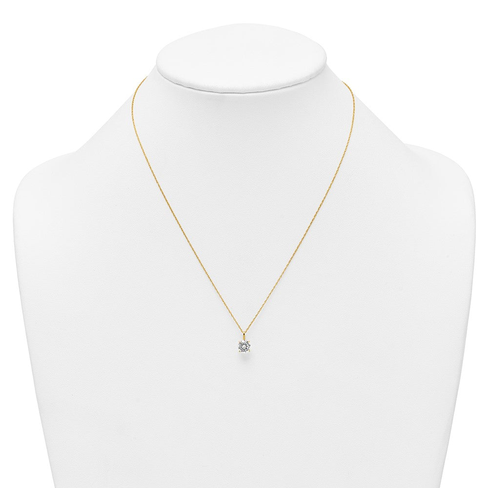 14k Polished 7mm CZ Solitaire 18in Necklace