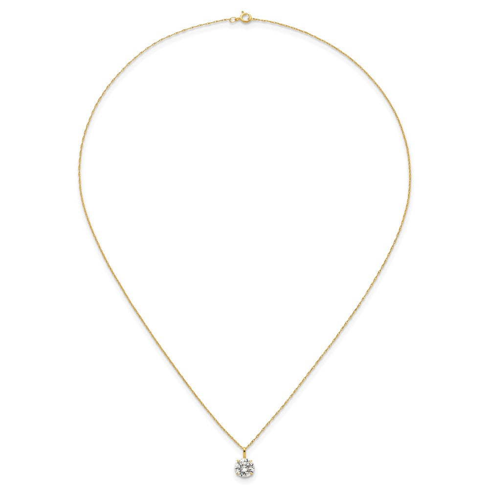 14k Polished 7mm CZ Solitaire 18in Necklace