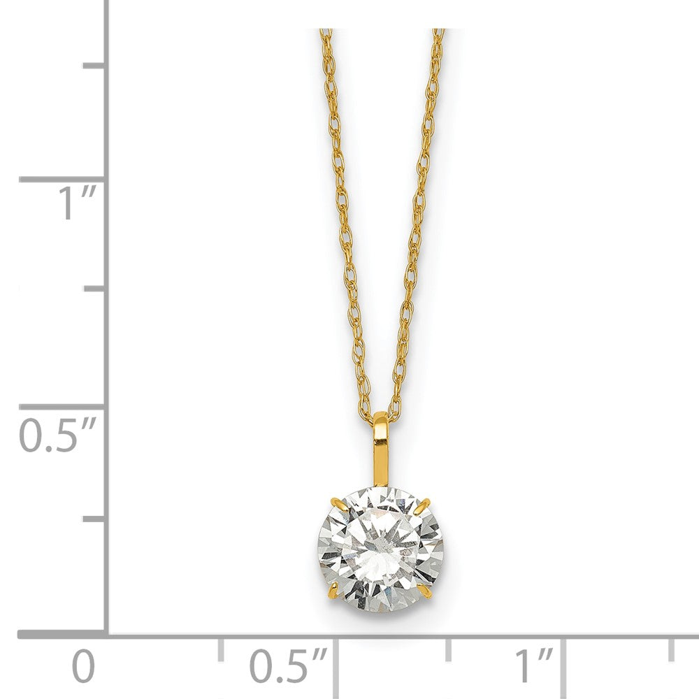 14k Polished 7mm CZ Solitaire 18in Necklace