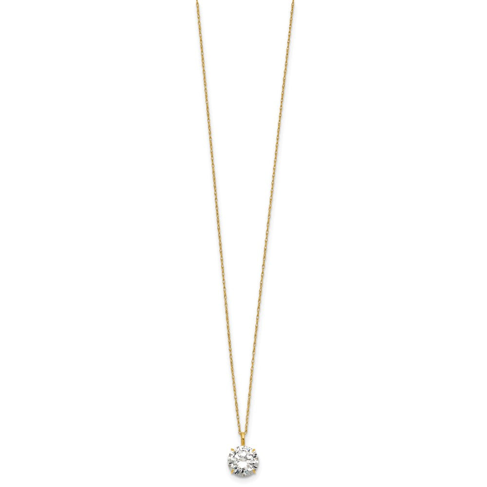 14k Polished 8mm CZ Solitaire 18in Necklace