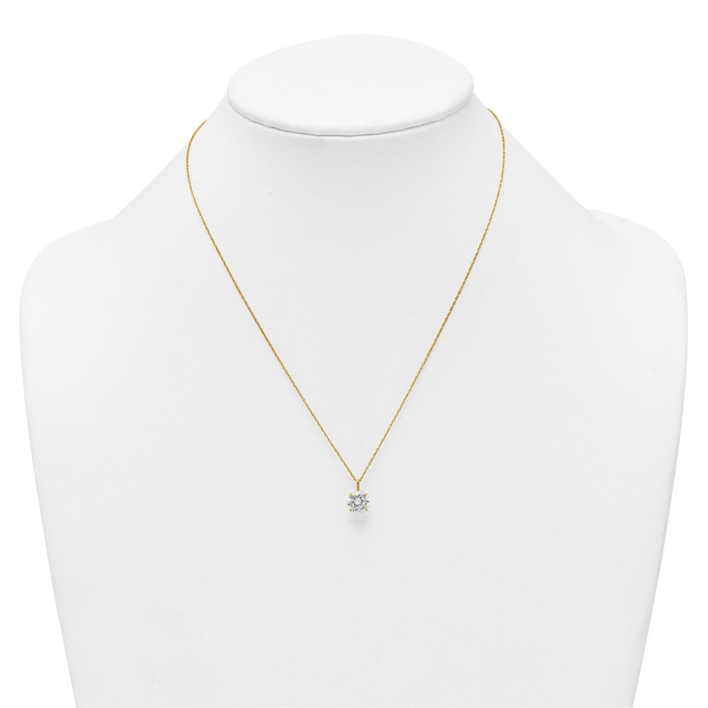 14k Polished 8mm CZ Solitaire 18in Necklace