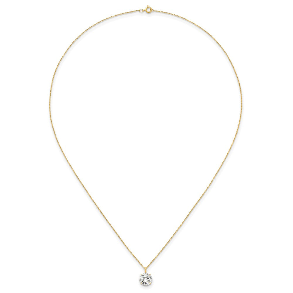 14k Polished 8mm CZ Solitaire 18in Necklace