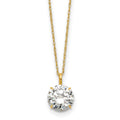 14k Polished 8mm CZ Solitaire 18in Necklace