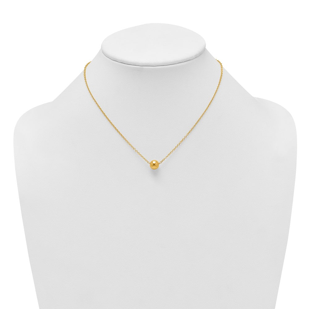 14k Polished Ball Bead 16in With 2in Ext Necklace