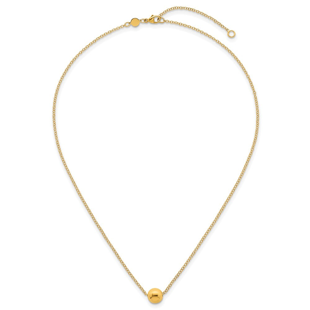 14k Polished Ball Bead 16in With 2in Ext Necklace