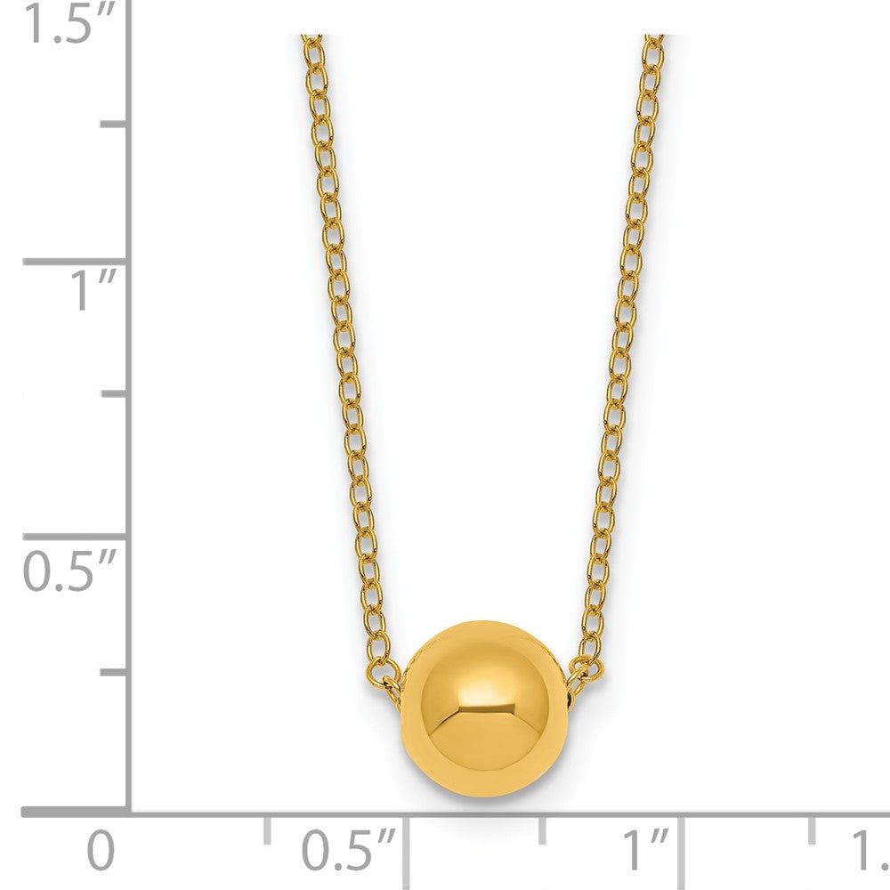 14k Polished Ball Bead 16in With 2in Ext Necklace