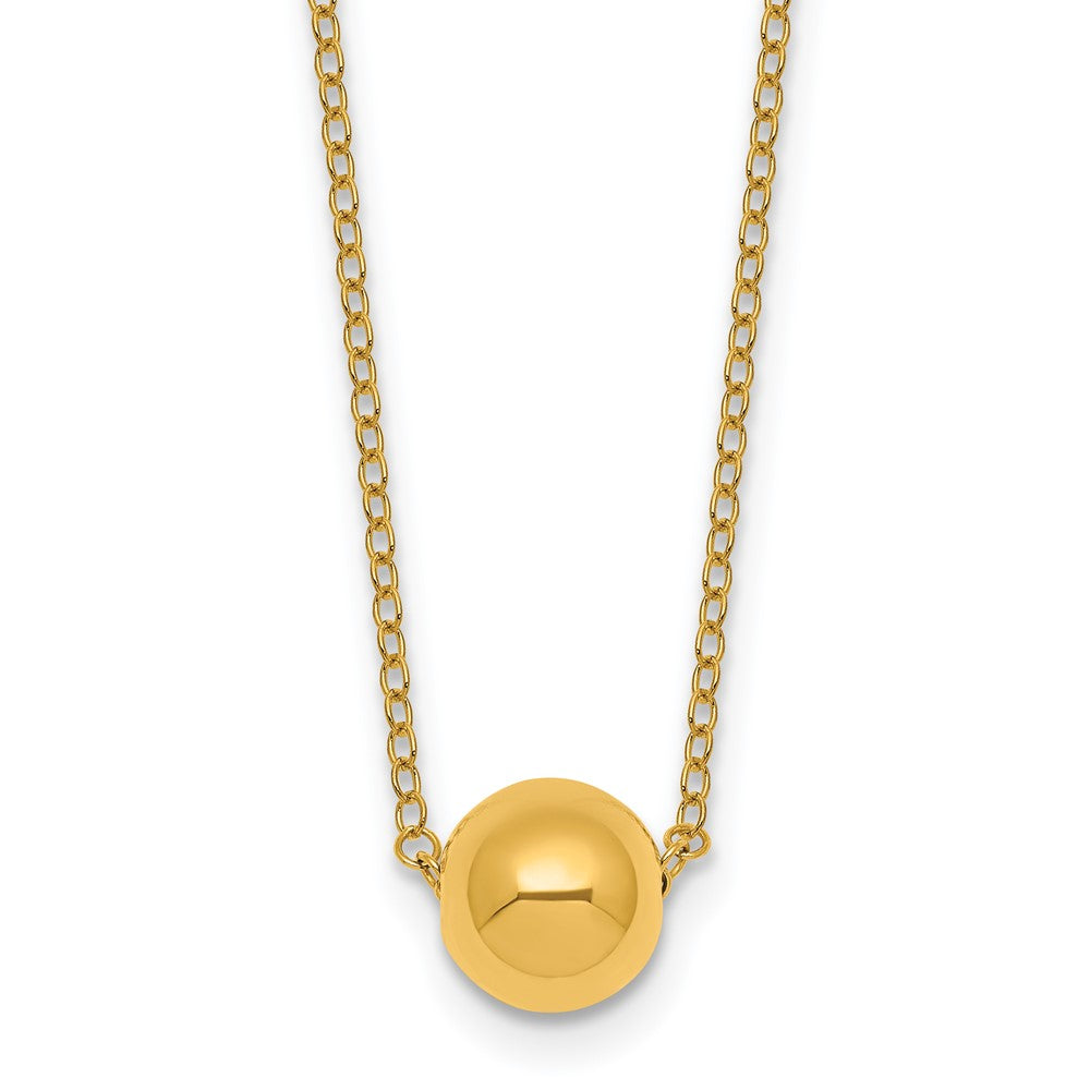 14k Polished Ball Bead 16in With 2in Ext Necklace