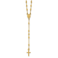 14k Polished Diamond-cut Beaded 16.75in w/2in ext. Rosary Necklace