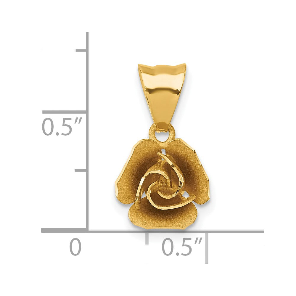 14k Brushed Rose Flower Pendant