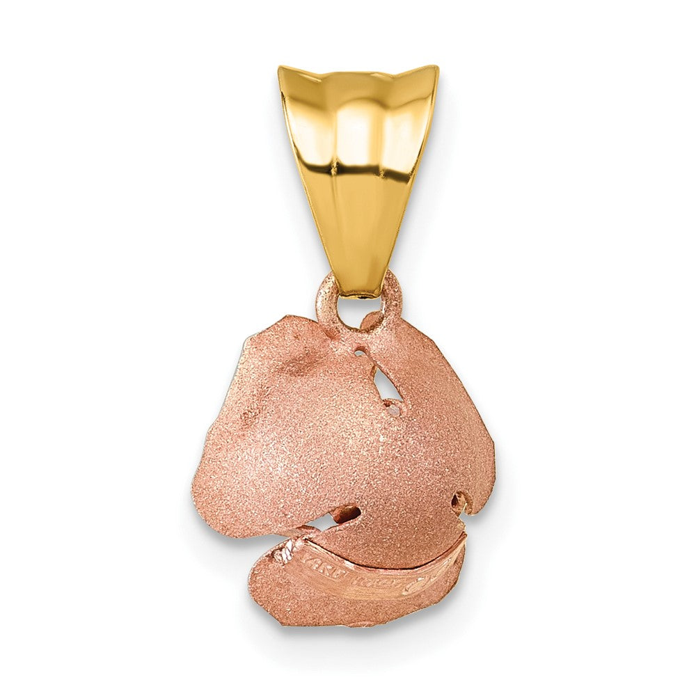 14k w/ Rose Plating Brushed Rose Flower Pendant