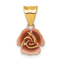 14k w/ Rose Plating Brushed Rose Flower Pendant