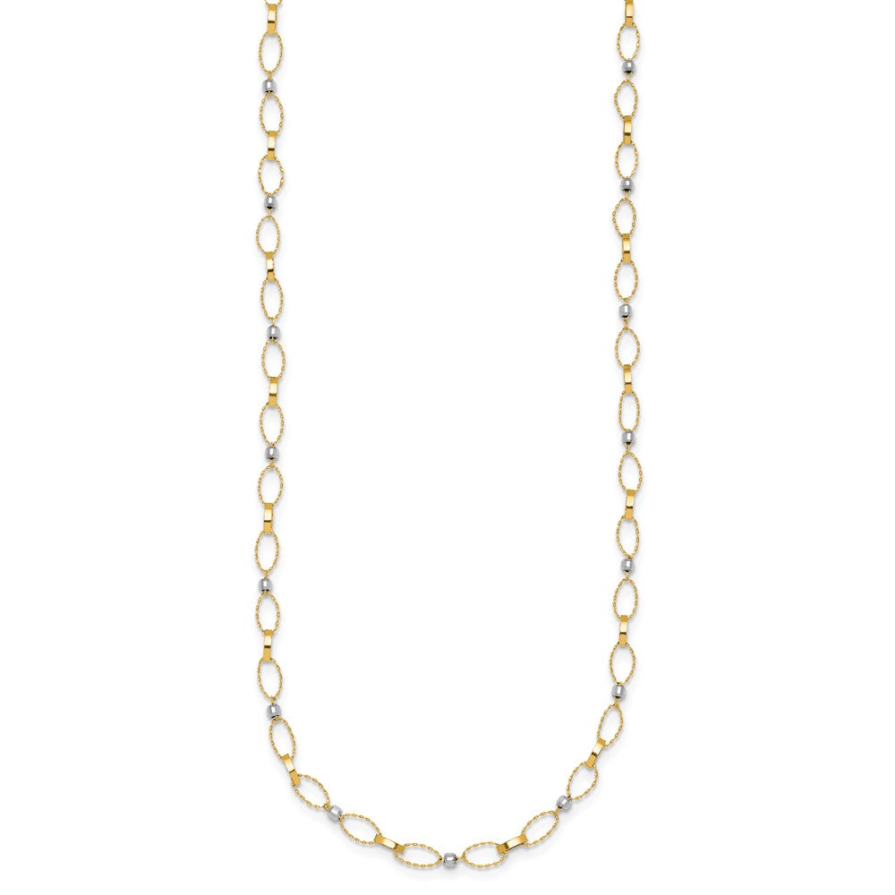 14k Two-tone Polished and Diamond-cut Fancy Open Link 18in Necklace