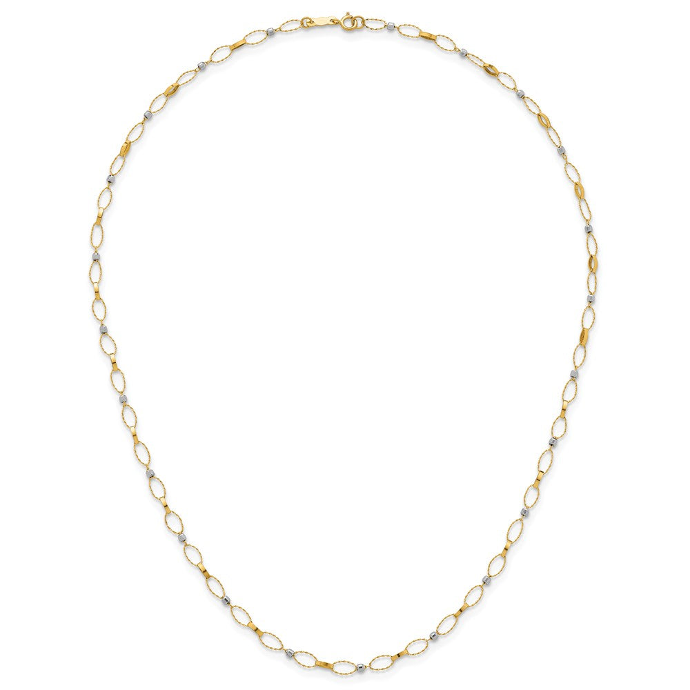 14k Two-tone Polished and Diamond-cut Fancy Open Link 18in Necklace