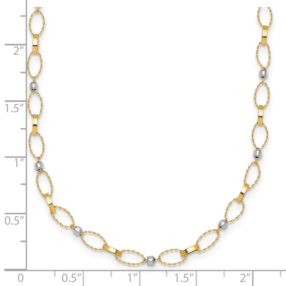 14k Two-tone Polished and Diamond-cut Fancy Open Link 18in Necklace