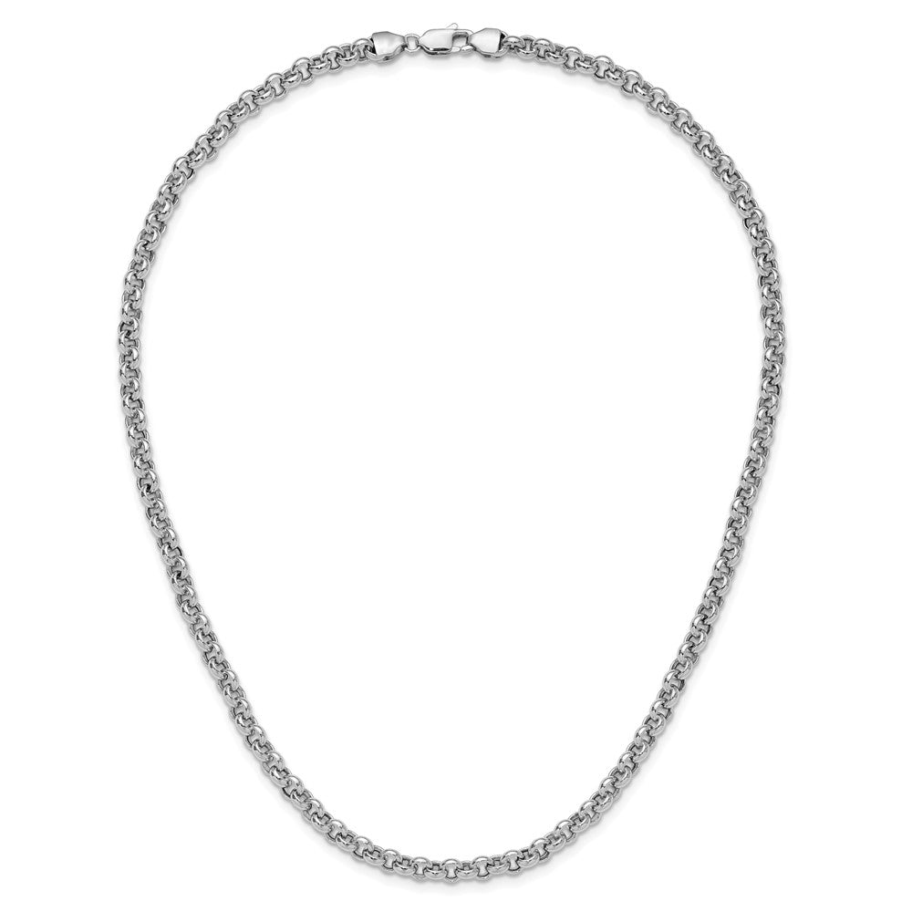 14k White Gold 18in 5mm Polished Fancy Rolo Link Necklace