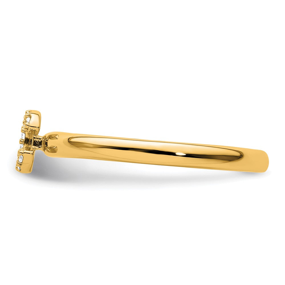 14K Stackable Diamond Initial C Ring