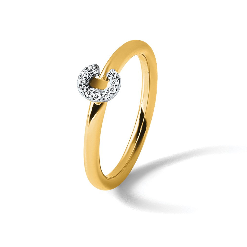 14K Stackable Diamond Initial C Ring