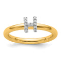 14K Stackable Diamond Initial H Ring