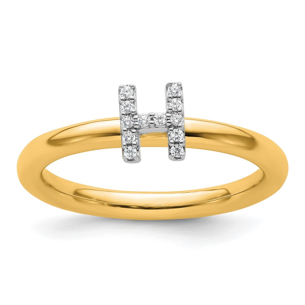 14K Stackable Diamond Initial H Ring