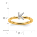 14K Stackable Diamond Initial K Ring