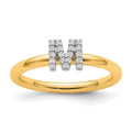 14K Stackable Diamond Initial M Ring