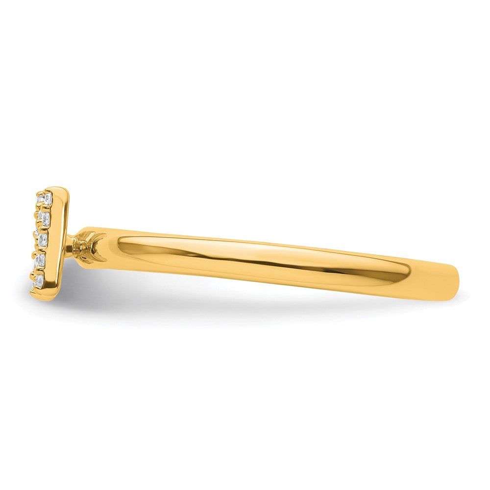 14K Stackable Diamond Initial N Ring