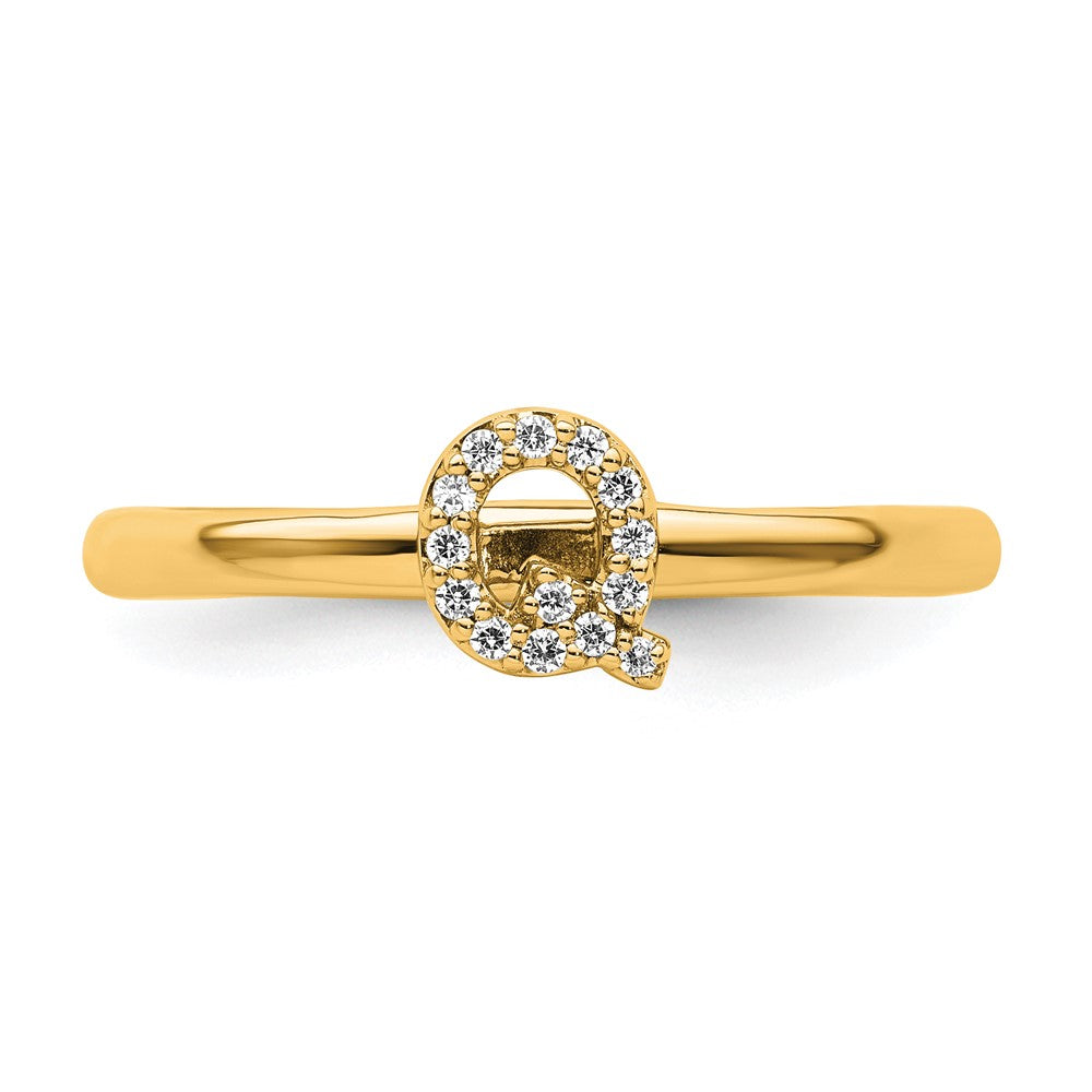 14K Stackable Diamond Initial Q Ring