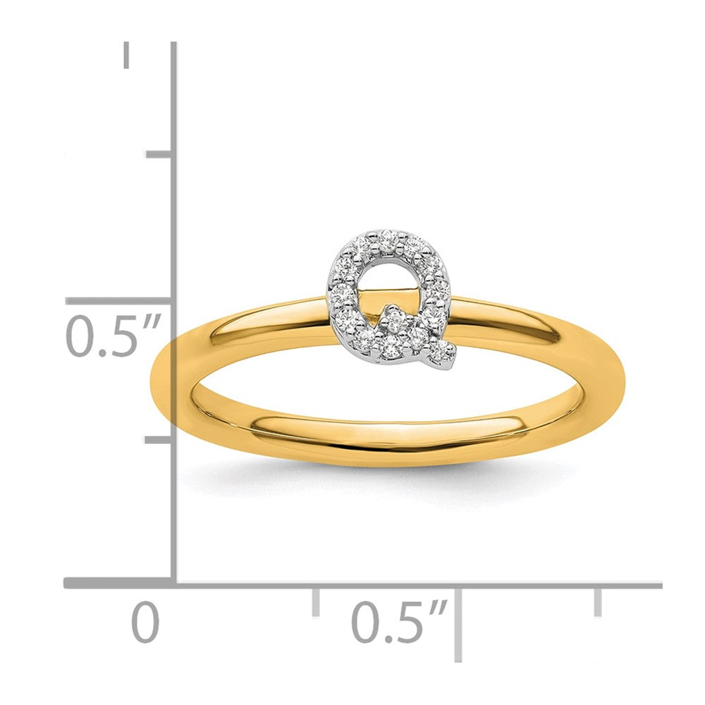 14K Stackable Diamond Initial Q Ring