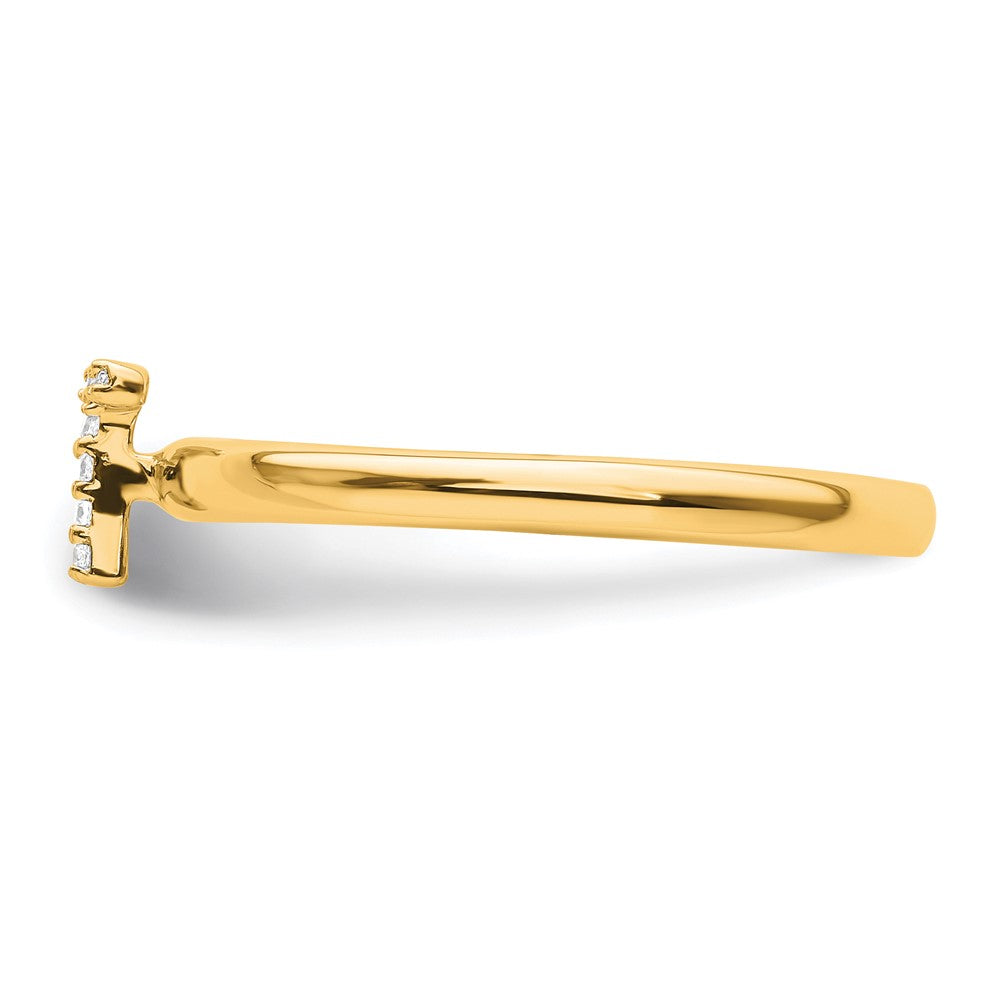 14K Stackable Diamond Initial T Ring