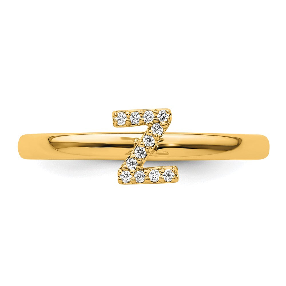 14K Stackable Diamond Initial Z Ring