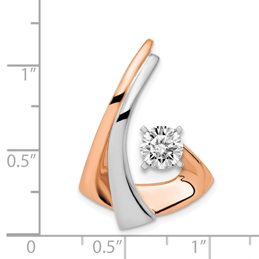 14K W & Rose Omega Slide W/Peg Fits up to 2mm, 6mm Reversible